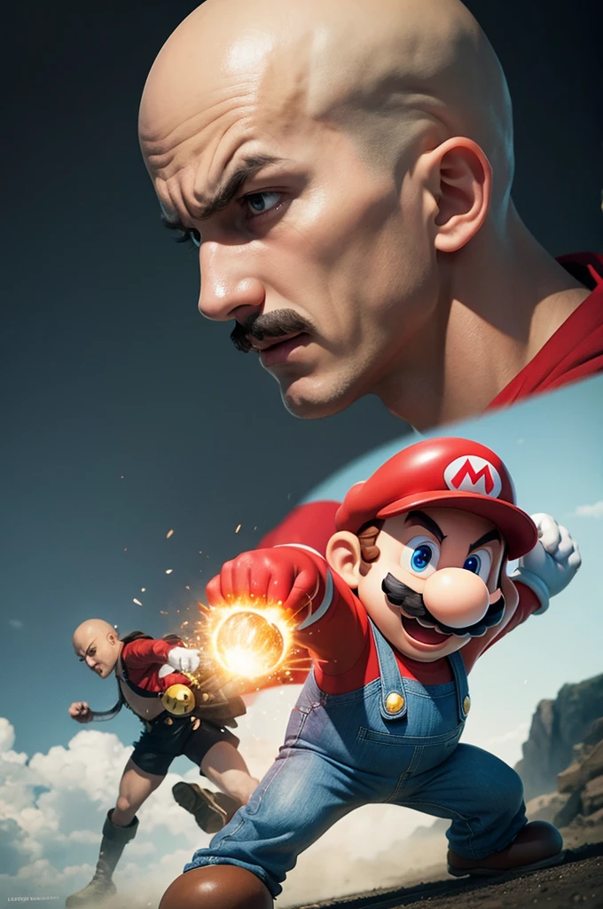 Mario fighting Saitama