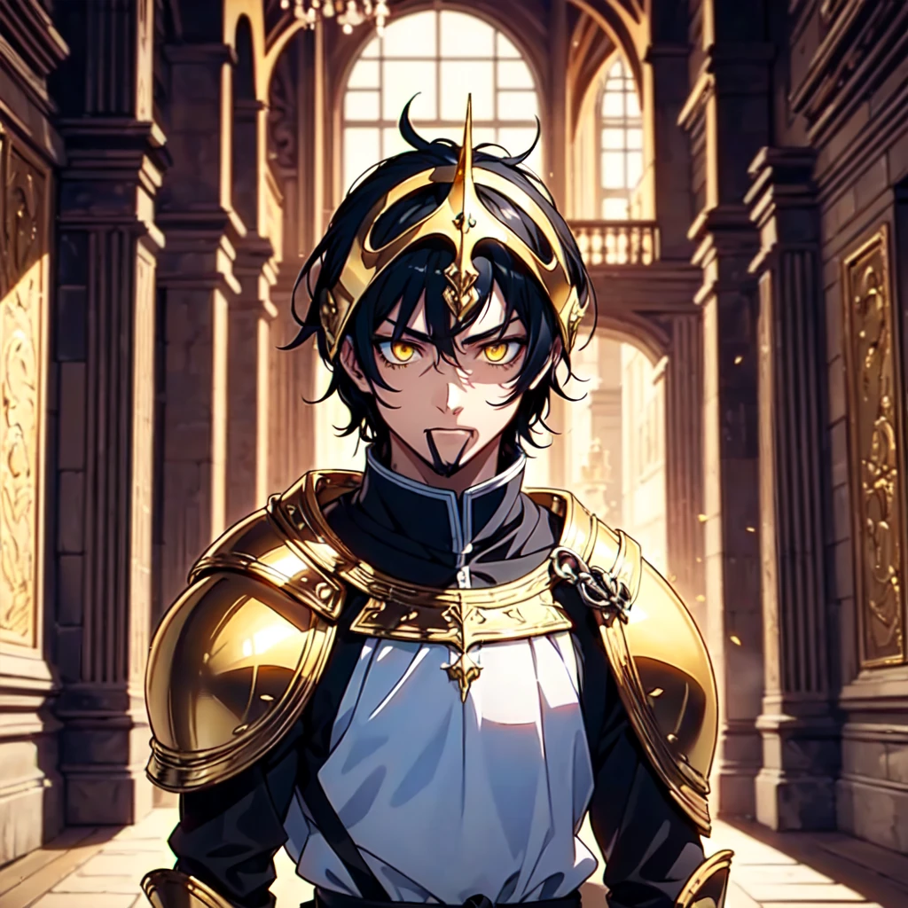 128K Ultra High Definition,
128K Ultra High Quality,
128K Ultra High Resolution,
Best Definition,
Best Quality,
Best Resolution,
Perfectly Detailed,
Perfectly Designed,
Extremely Detailed,
Extremely Designed,
Hyper Detailed,
Hyper Definition,
Hyper Quality,
Hyper Resolution,
Masterpiece,
(((Anime))),
Body Shot,
(((Boy))),
Handsome,
Muscular Body,
(((Black Mid Hair))),
(((Yellow Eyes))),
(((Gold Warlord Armor))),
(((Inside Of Medieval Royal Palace Background Scenery))),