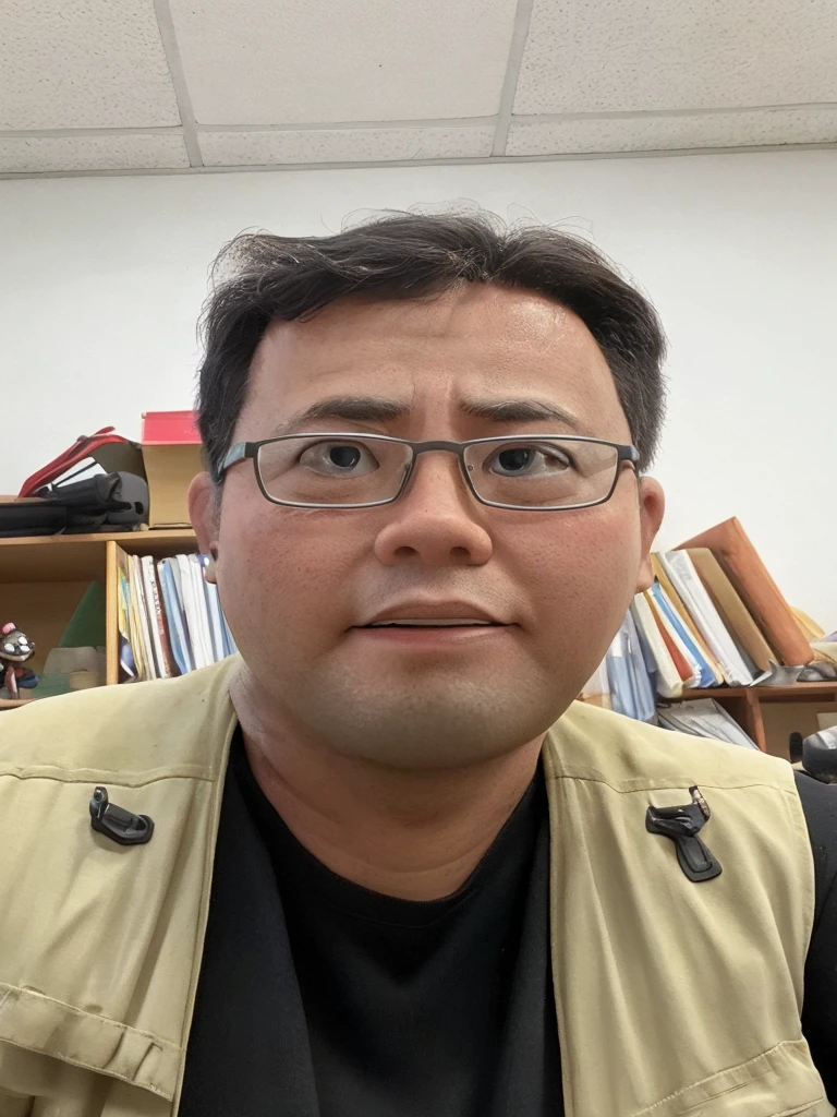 A teacher looks helpless,AI robot gloating from behind,real picture