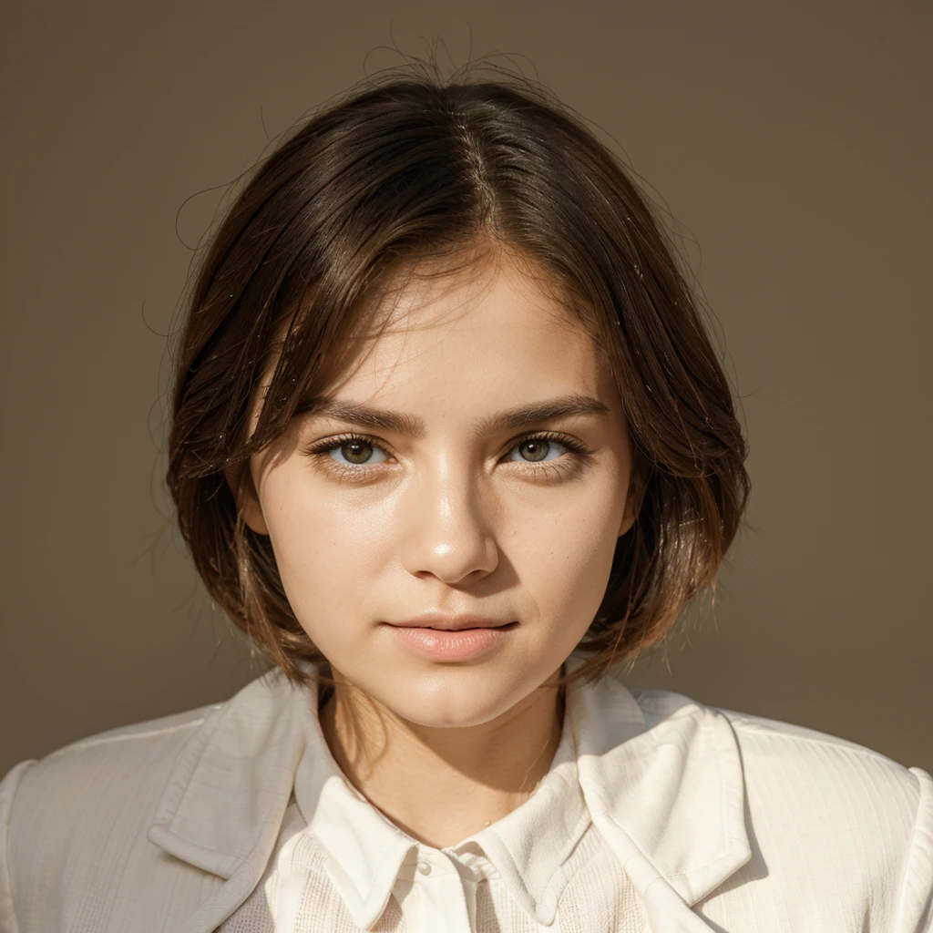 I want a professional photo with professional clothes a bright photo and a neutral background but without changing the original face.