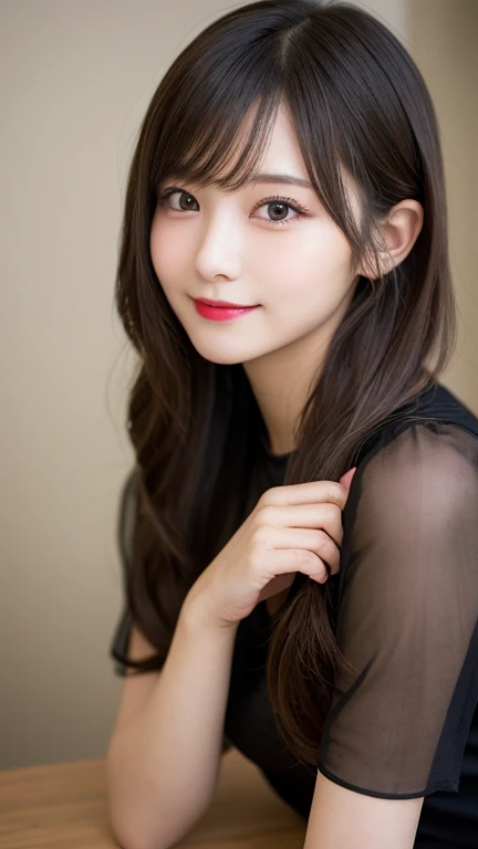 Tabletop, Highest quality, shape, Very detailed, finely, High resolution, 8k wallpaper, 完璧なダイナミックな構shape, Beautiful and exquisite,ランダムなcute髪,,Natural color lip, Bold sexy pose,smile、20-year-old girl、cute、Looking into the camera,Always blur the background,Perfect and beautiful face,Slim face and figure,Big eyes、Putting on gal makeup,Small face,Shooting from below、Blurred Background,Elegant feminine face、smile、Actual Photos、Adult Lolita Fashion
