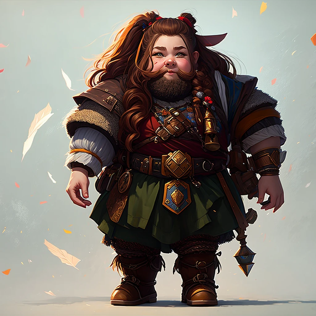 (masterpiece, best quality:1.2), ((dwarf)),1girl, solo,chubby,half body