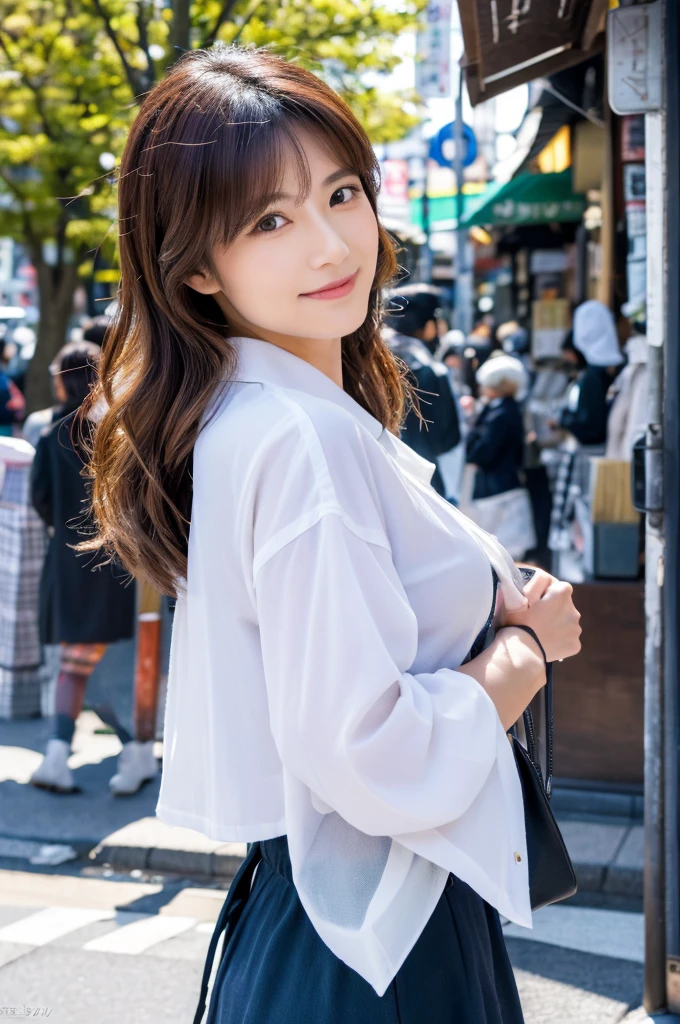 ((Highest quality)), ((masterpiece)), (detailed), Japanese,Street Corner,Beauty,OL,Tokyo,Mature Woman