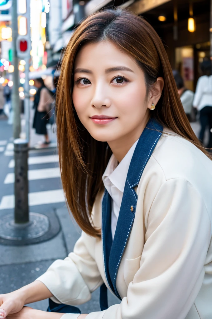 ((Highest quality)), ((masterpiece)), (detailed), Japanese,Street Corner,Beauty,OL,Tokyo,Mature Woman,50th Generation