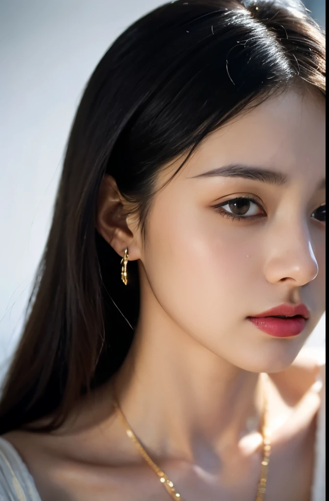 (masterpiece:1.3), (8 thousand, realistic, RAW photos, best quality: 1.4), (1 woman),(very sexy), (Beautiful makeover), (유난히 아름다운 realistic 얼굴), (Build a beautiful body) , (long eyelashes),  (double eyelid), (black hair. parted, long hair:1.3), (아름다운 parted스타일), (Realistic and truly beautiful and delicate eyes), (beautiful and big breasts), (realistic and beautiful skin), (absurd), (attractive), (ultra high resolution), (extremely realistic), (very detailed), (golden ratio),   (necklace),  (earring), (So beautiful and sexy)