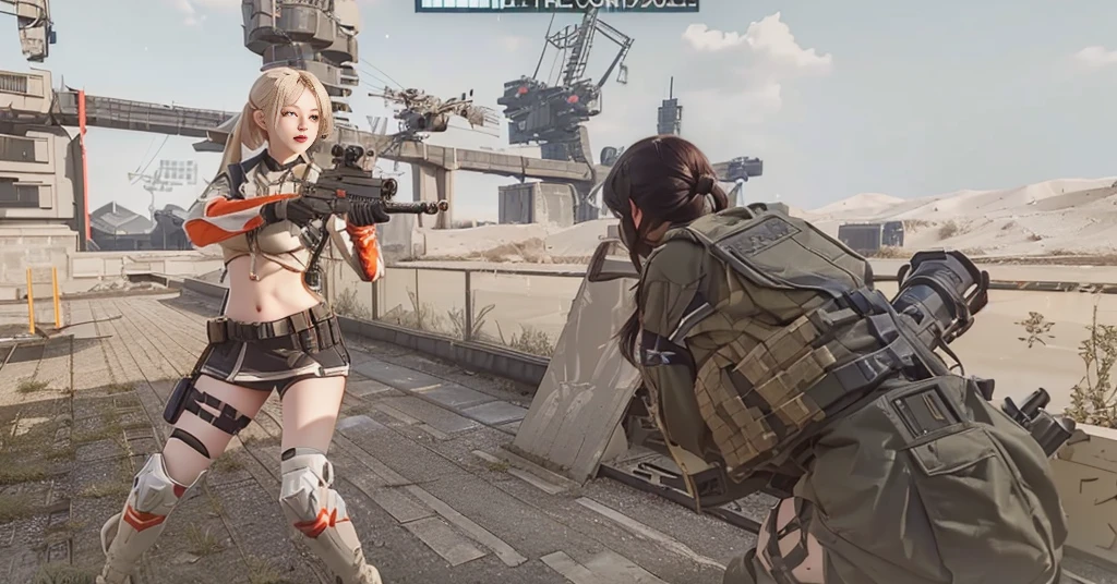 One wears、Image of woman holding, m4 sopmod ii girls frontline, Gameplay footage, Mechanized female soldier, Gameplay video, in the game, Battle Scene, Video Game Screenshots>, Game CG, Game Screen, Game Screen, Gameplay, Realistic Unreal Engine 3D game, fps shooter game