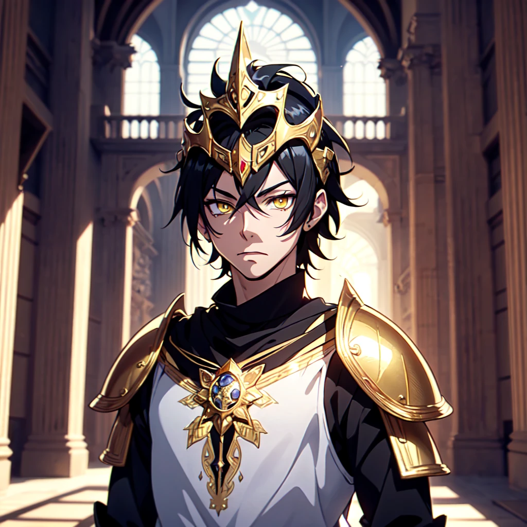 128K Ultra High Definition,
128K Ultra High Quality,
128K Ultra High Resolution,
Best Definition,
Best Quality,
Best Resolution,
Perfectly Detailed,
Perfectly Designed,
Extremely Detailed,
Extremely Designed,
Hyper Detailed,
Hyper Definition,
Hyper Quality,
Hyper Resolution,
Masterpiece,
(((Anime))),
Body Shot,
(((Boy))),
Handsome,
Muscular Body,
(((Black Mid Hair))),
(((Yellow Eyes))),
(((Gold Warlord Armor))),
(((Inside Of Medieval Royal Palace Background Scenery))),