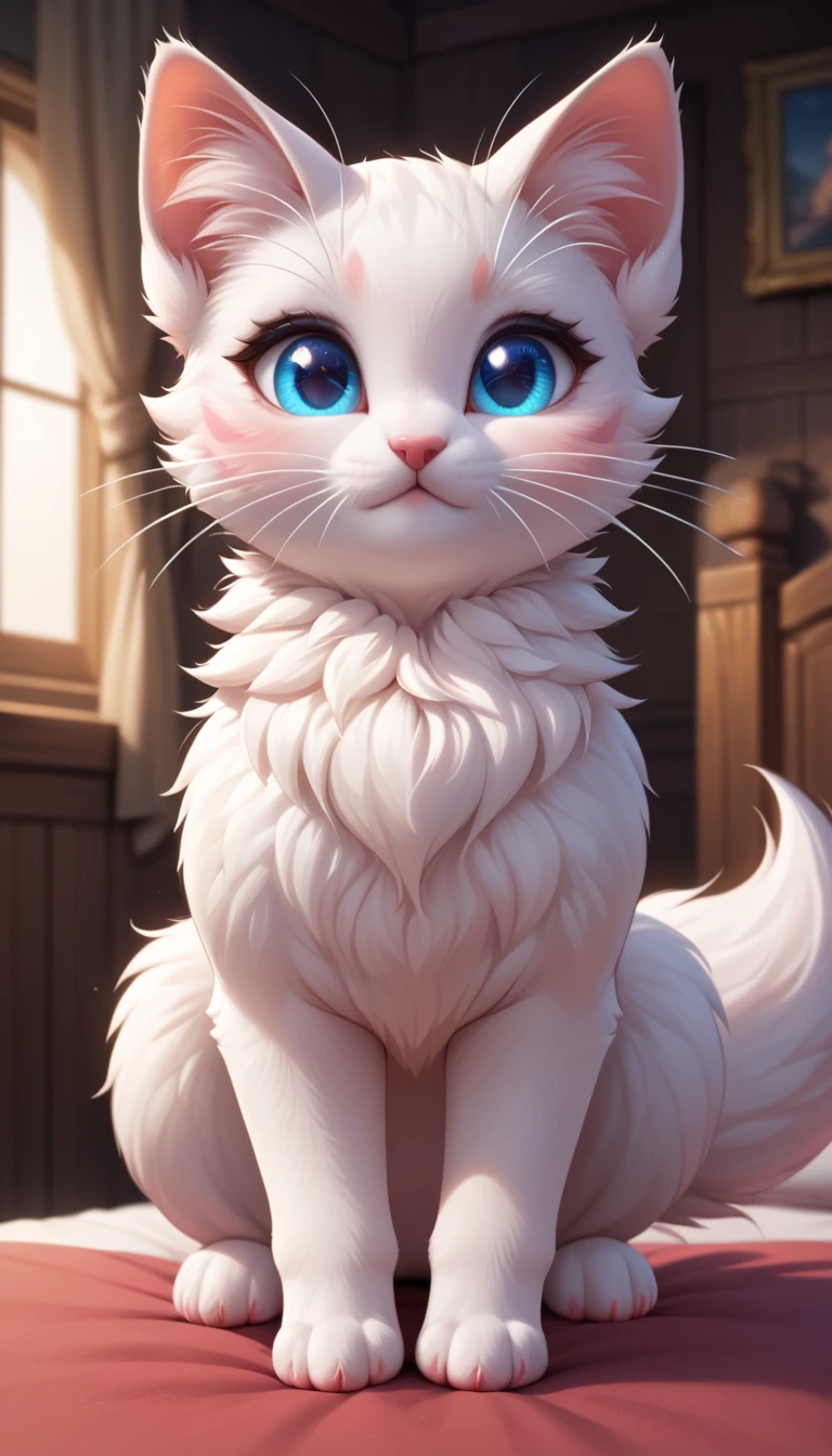 A tiny, cute kitten with white whiskers and bright eyes
