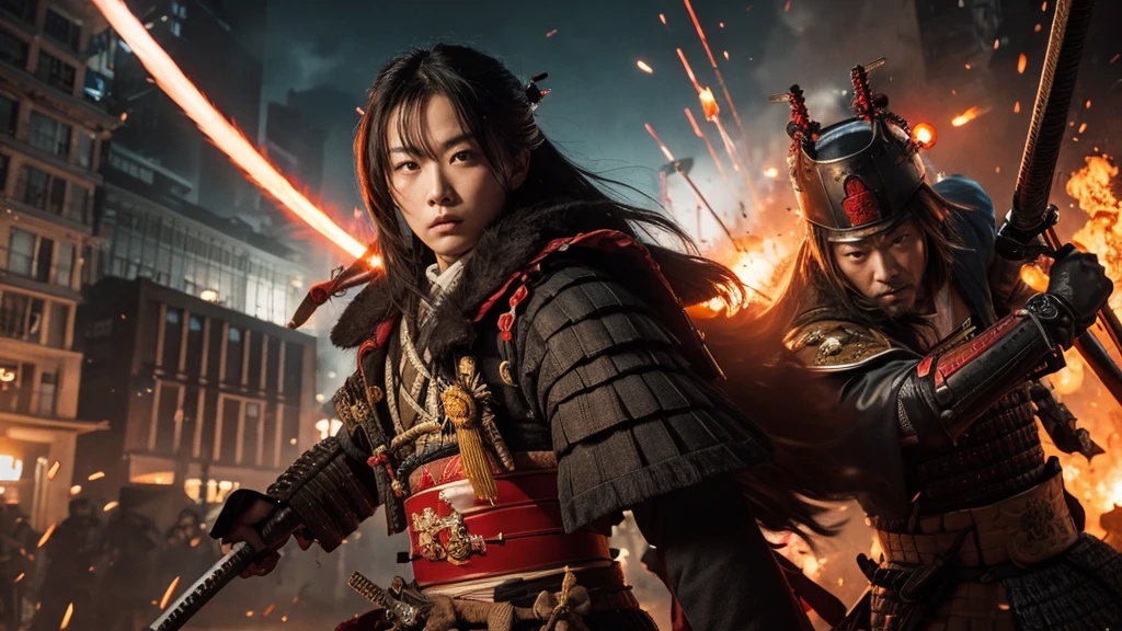 A samurai covered in weapons