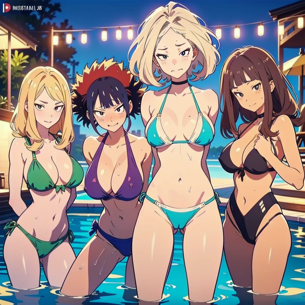 ((NSFW:1.3)),(Textured skin, Anatomically correct, Super Detail, high details, High quality, hight resolution, Best Quality, 1080p,4K),(One-person viewpoint, looking at viewer:1.2),
((My Hero Academia anime style:1.5))

(Multiple girls in night pool),(women's night pool:1.3)
((Multiple girls, 10+girl with, Group photo of the girls, Group photo of the girls:1.3))
(Girls of different ages:1.5),(9-28 years old:1.5),(line up standing:1.3),(huge breasts:1.2),(women with various hairstyles:1.2), all naked, nude,(sweat, wet, wet all over:1.5)
(inviting you to have sex),

nsfw,(Provocative smile, seductive smile, naughty expression, Seductive expression),(embarrassed,blush:1.3)

(Various swimwear:1.5)
spread legs, squatting, pussy focus, camel toe, masturbation
