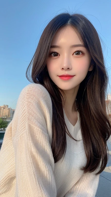Tabletop, Highest quality, shape, Very detailed, finely, High resolution, 8k wallpaper, 完璧なダイナミックな構shape, Beautiful and exquisite, Nice spring clothes,Beautiful straight hair,Small breasts,Natural color lip, 20-year-old girl、cute、Always blur the background,Perfect and beautiful face,Beautiful and dense face、Slim face and figure,Big eyes、Putting on gal makeup,Actual Photos（Best image quality）、Sexy Face、Fashion model posing、Full Body Shot、smile、Change pose randomly、Randomly change the shooting angle and position、Summer Fashion、Looking up at the sky