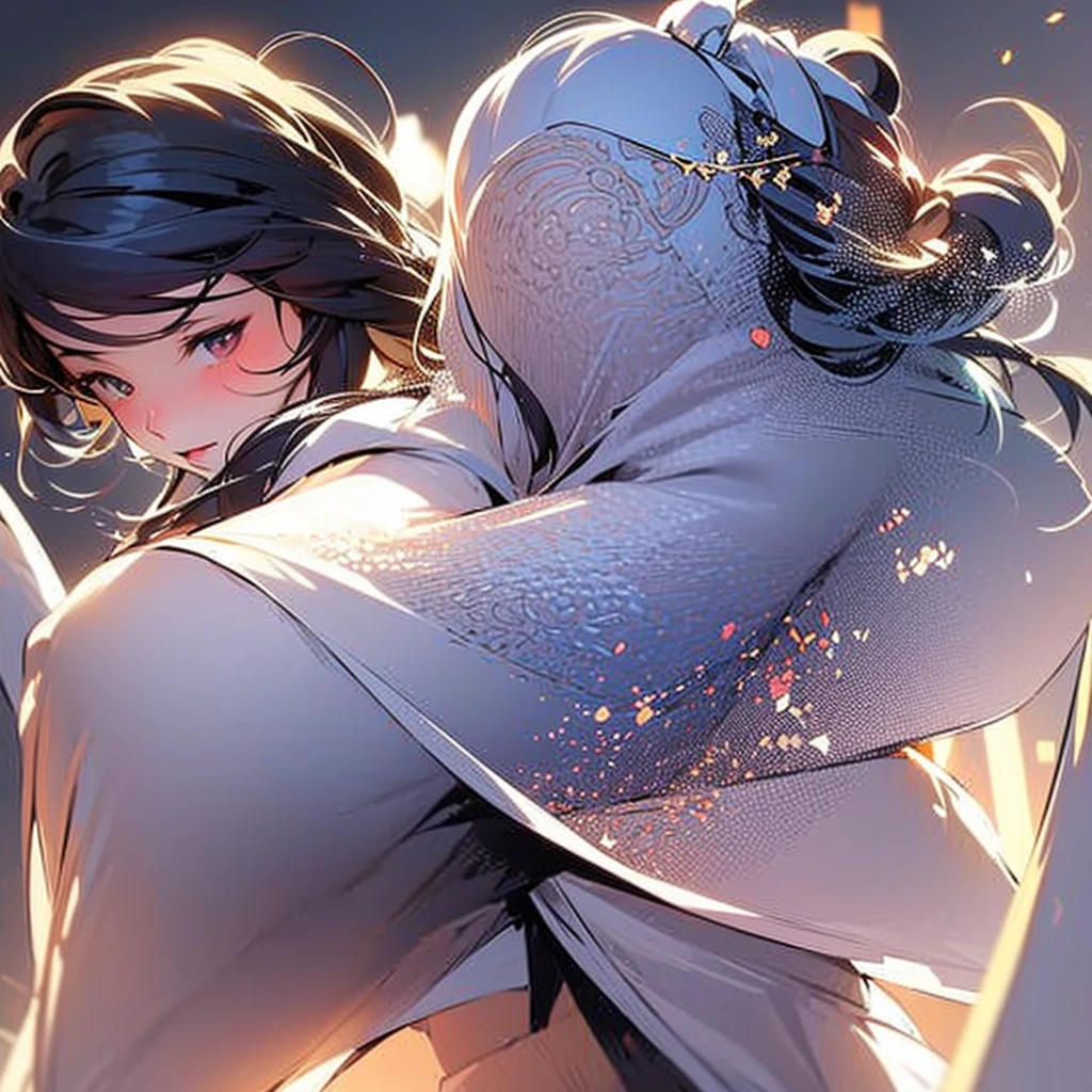 NSFW, A cute and modern anime-style logic art design featuring a beautiful alien girl in a tsundere moe pose. She is blushing and looks shy and adorable. She has modern Western facial features with soft tones, long flowing hair, and deep indigo eyes. She is dressed in the latest casual and pop modern fashion, surrounded by an elaborate and luxurious background. Her outfit is the most intricate and rich modern space clothing, showcasing high resolution and top-level detail and artistry. The scene is drawn with soft tones, capturing every nuance perfectly without using lines. The ultimate mix of cuteness and shyness, with a richly detailed and delicate background. The character is portrayed with a minimalistic and charming design, with a pastel color palette enhancing the soft and soothing atmosphere. The image incorporates elements of pop contemporary impressionist art with block art drawing techniques inspired by modern pop artists. The design should resemble a modern art piece with puzzle-like pieces coming together to form the image. This time, the design should also express the energetic and playful nature of a pop dance, with vibrant colors and dynamic poses. Add a full range of pop trick art elements to enhance the 2D-3D depth perception.