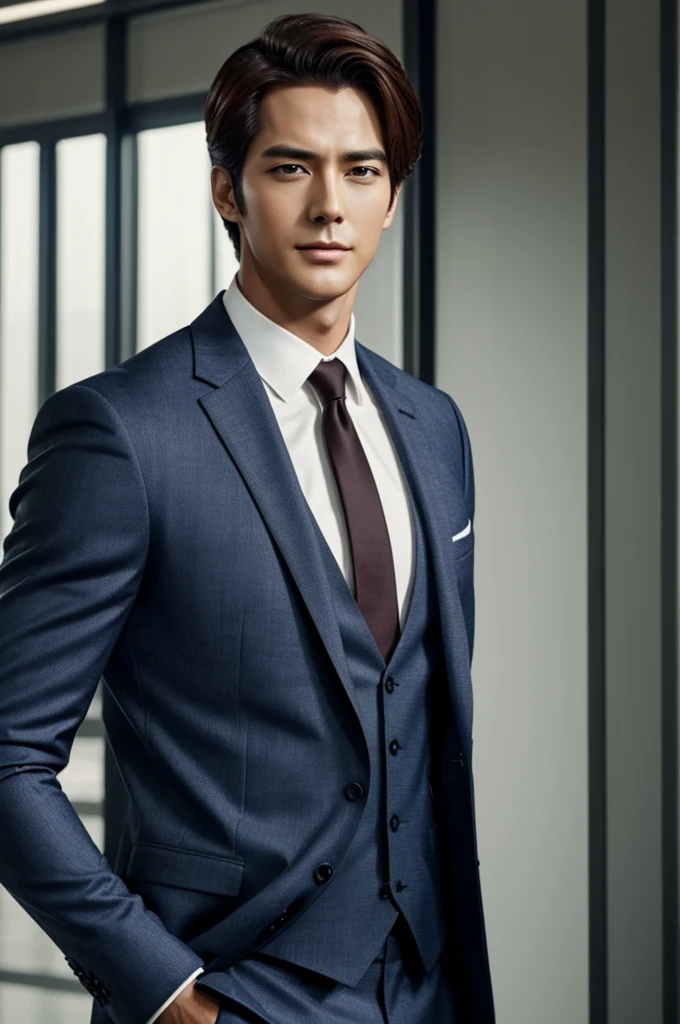 create a male lead who's so handsome in his suit