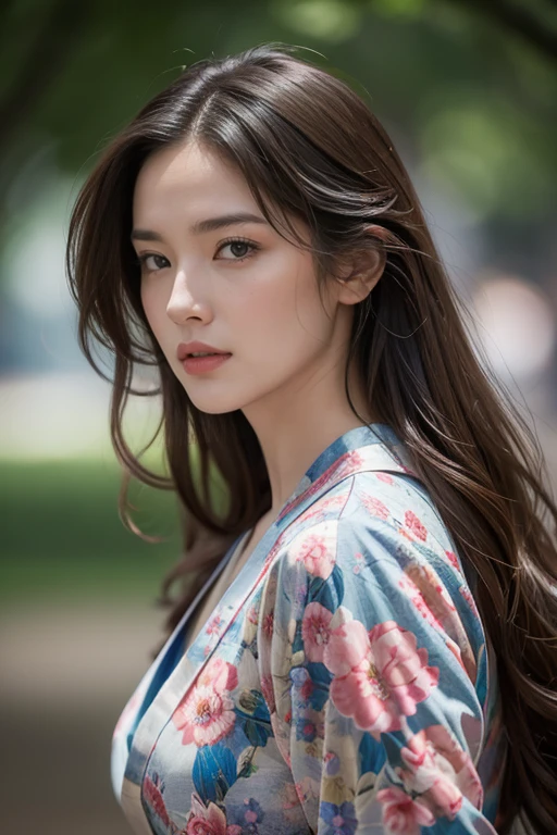 highest quality、Perfect Face、Perfect Style、perfect body、Sunburn、beautiful lady、mature、long curly layer brown hair、Swept-back hair、full body, sexly 、charming、healthy、of the highest quality、8K、
a beautiful lady in kimonos posing for an elegant umbrella, in the style of liam sharp, 32k uhd, webcam, iPhone RAW quality photography, brightened colors, nature in theme, eve ventrue, smooth and curved lines, mid body shot, intensity but pleasent in facial expression. Avant-garde, lines and structure in background.
