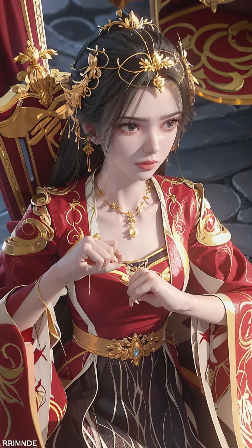 Arad woman in a dress sitting on a throne, cute anime waifu in a nice dress, trending on cgstation, 8K high quality detailed art, anime barbie in white, highly detailed exquisite fanart, Extremely detailed Artgerm, the anime girl is crouching, Flowing magic robe, Beautiful and attractive anime woman, WLOP 和 Sakimichan