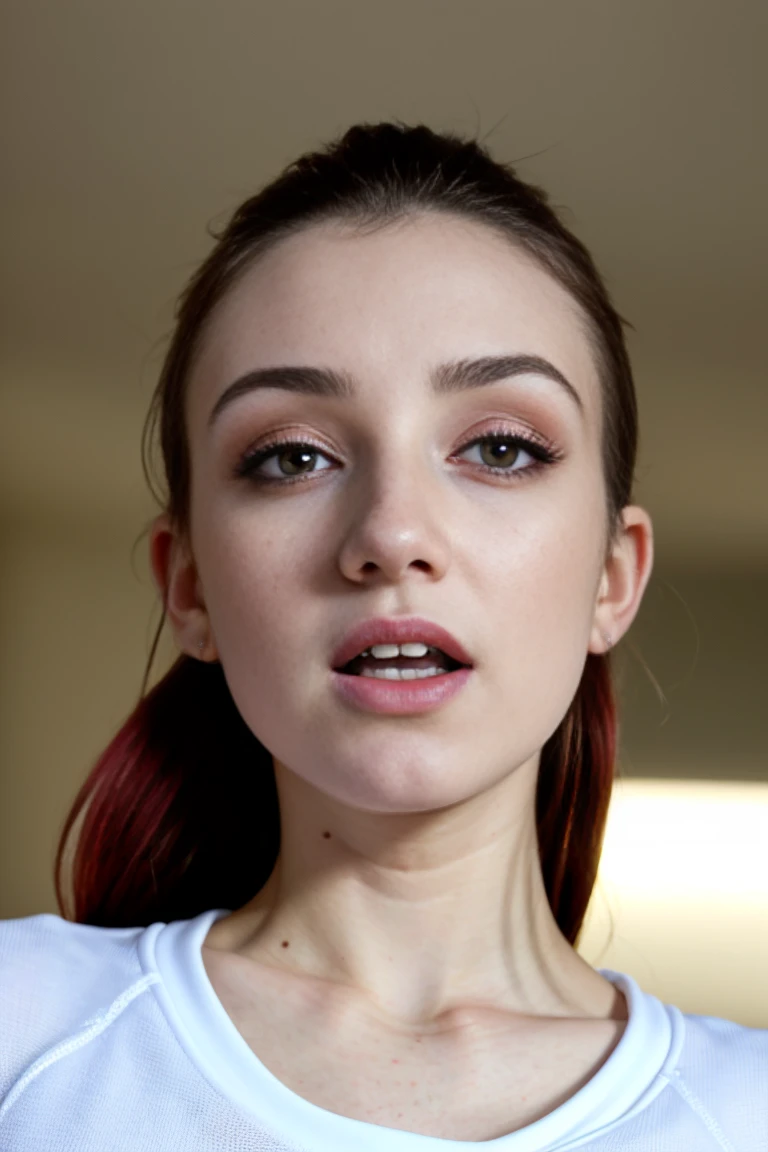 full body close up, RAW color skin photo with high detail_pores, 8K High Definition, of the highest quality, skin texture, Masterpiece, Best Quality, 8k, perfect lighting, cinematic lighting, HDR, beauty, ultra detailed,
(delicate_wildest:1.3), young woman, thin face, eyelashes, complete model, whole body, (sportswear:1.3)