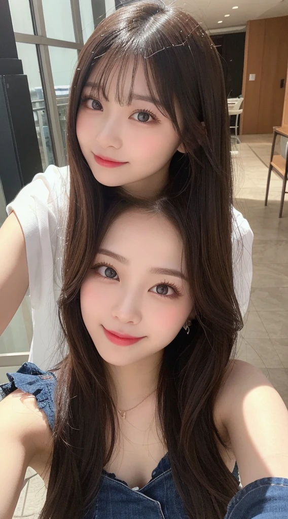 Tabletop, Highest quality, shape, Very detailed, finely, High resolution, 8k wallpaper, 完璧なダイナミックな構shape, Beautiful and exquisite, Nice spring clothes,Beautiful straight hair,Small breasts,Natural color lip, 20-year-old girl、cute、Always blur the background,Perfect and beautiful face,Beautiful and dense face、Slim face and figure,Big eyes、Putting on gal makeup,Actual Photos（Best image quality）、Sexy Face、Fashion model posing、Full Body Shot、smile、Change pose randomly、Randomly change the shooting angle and position、Summer Fashion、Photographing the sky