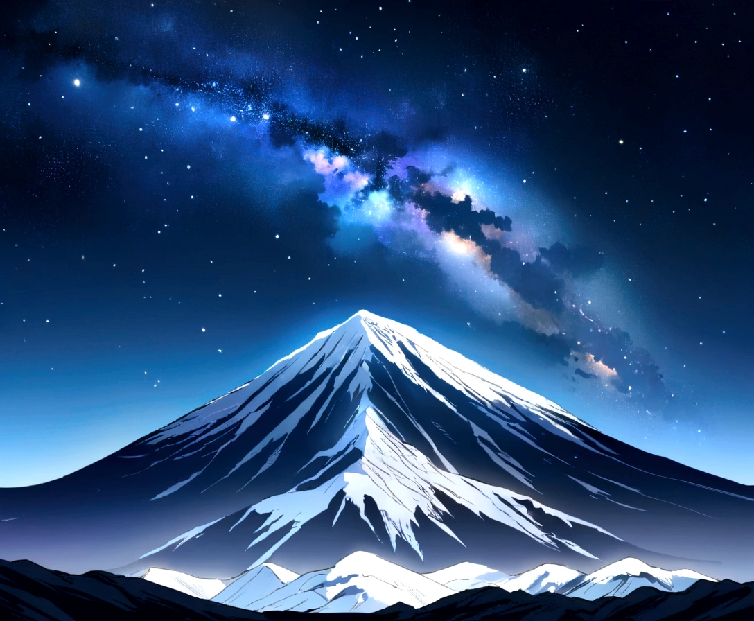 Master Parts、Superior Quality、Excellent image quality、8K quality、Beautiful starry sky photos、grow、Arched Milky Way:1.9、Snow Mountain