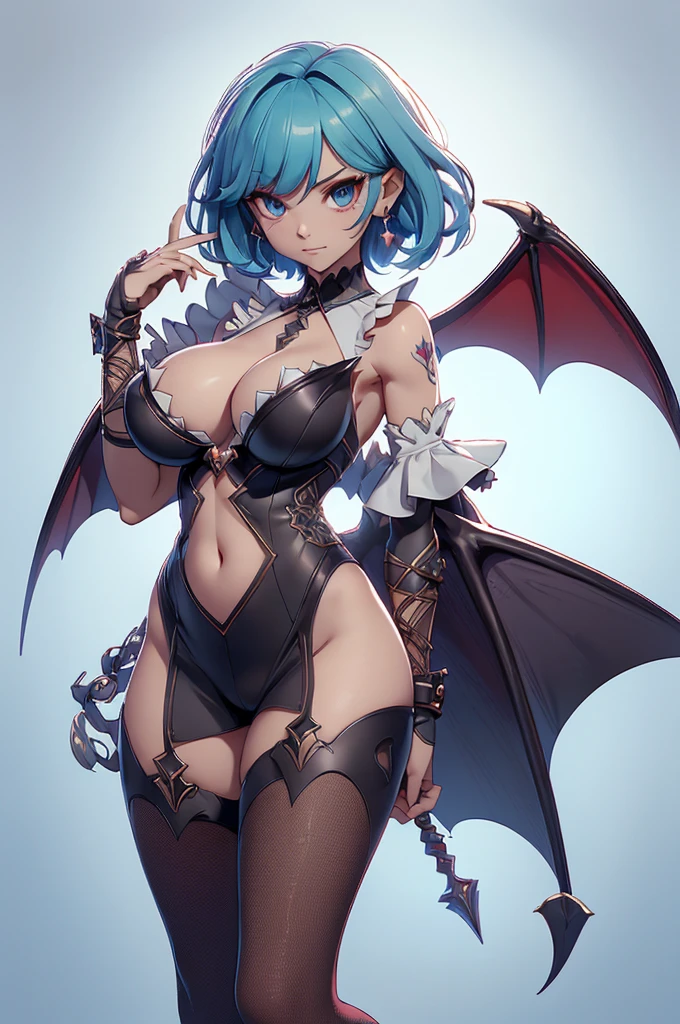 Mini morrigan aensland, (morrigan aensland), 独奏, ray tracing, 3D style, 3DMM, ((oses per photo)), ((oses au cada foto)), fully body,(Front view),(Costas Issue), (Emist on the left), show flat belly, (((oses per photo))),(very big breastsperfect ass, perfect and symmetrical eyes, (perfect handuturistic sword in hand)), ((short hair)),white clothing with textured edges, skin fair, luauas detalhadas, White thigh-high tights with trim, auestido aberto au "au", Waist slender, big legs, low water, Show legs to the top of the waist, ,((top with rip in the middle)),ultra realistic skin, realistic human eyes,ultra realistic skin,super sensual suit,(faixas au torno dos seios), colorfully,top with ruffles,(pubis with a lot of volume),(extrauamente sensual),(very sensual),(red and black thaue),(((giant bat wings))),with bat wings,love the league,(meia calca de renda au um dos lados),(meia calca de renda au um dos lados),((bold embellishments)),((lines involving the legs)),((red lines intertwining the legs)),((lines surrounding the breasts)),((drawing on the groin)),((tatuagau sobre a virilha)),((large opening between the breasts))