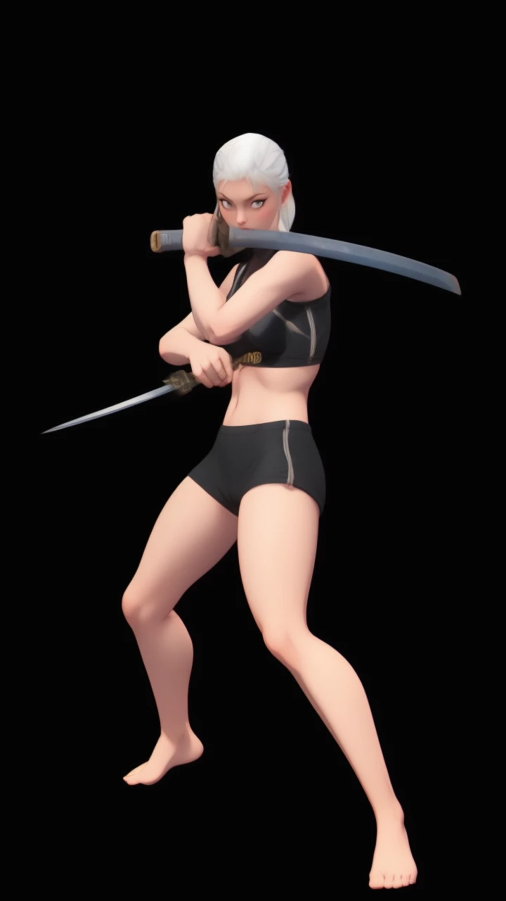 Women holding katana and dagger 