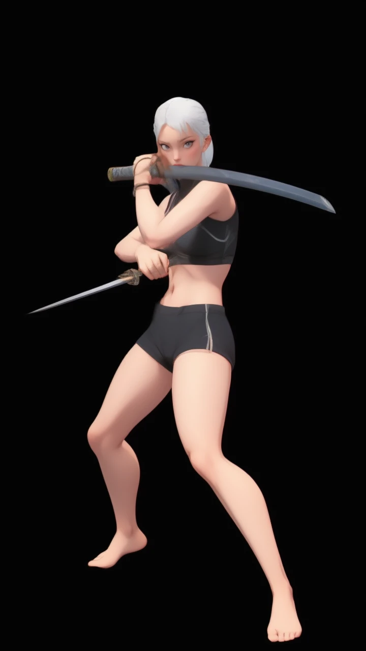 Women holding katana and dagger 