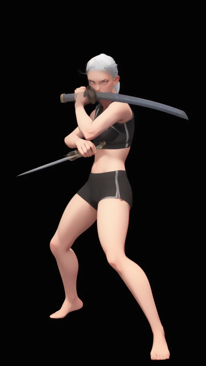 Women holding katana and dagger 