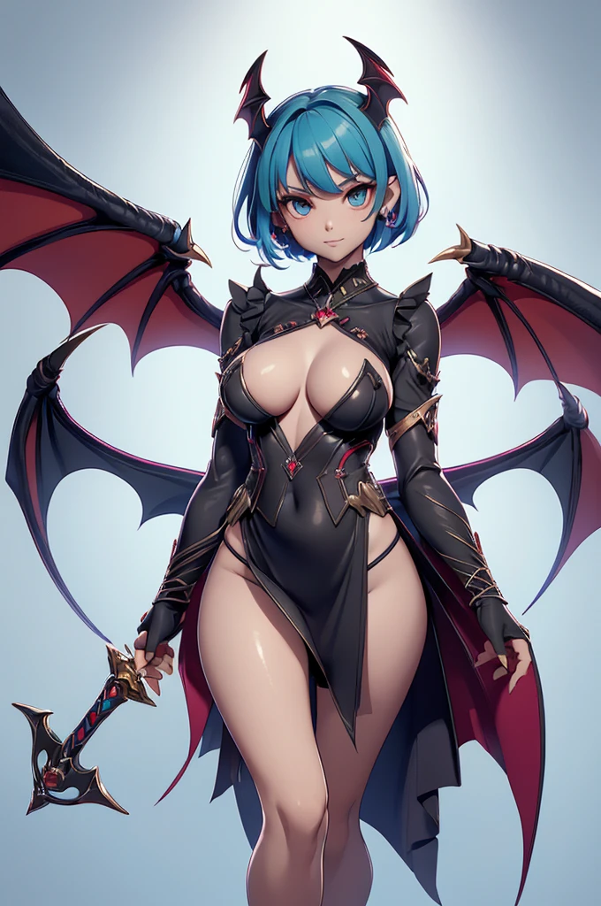 Mini morrigan aensland, (morrigan aensland), 独奏, ray tracing, 3D style, 3DMM, ((oses per photo)), ((oses au cada foto)), fully body,(Front view),(Costas Issue), (Emist on the left), show flat belly, (((oses per photo))),(very big breastsperfect ass, perfect and symmetrical eyes, (perfect handuturistic sword in hand)), ((short hair)),white clothing with textured edges, skin fair, luauas detalhadas, White thigh-high tights with trim, auestido aberto au "au", Waist slender, big legs, low water, Show legs to the top of the waist, ,((top with rip in the middle)),ultra realistic skin, realistic human eyes,ultra realistic skin,super sensual suit,(faixas au torno dos seios), colorfully,top with ruffles,(pubis with a lot of volume),(extrauamente sensual),(very sensual),(red and black thaue),(((giant bat wings))),with bat wings,love the league,(meia calca de renda au um dos lados),(meia calca de renda au um dos lados),((bold embellishments)),((lines involving the legs)),((red lines intertwining the legs)),((lines surrounding the breasts)),((pele bau clarinha por poros detalhados)),(((short draped skirt))),(((saia bau curta))),(((fully body)))