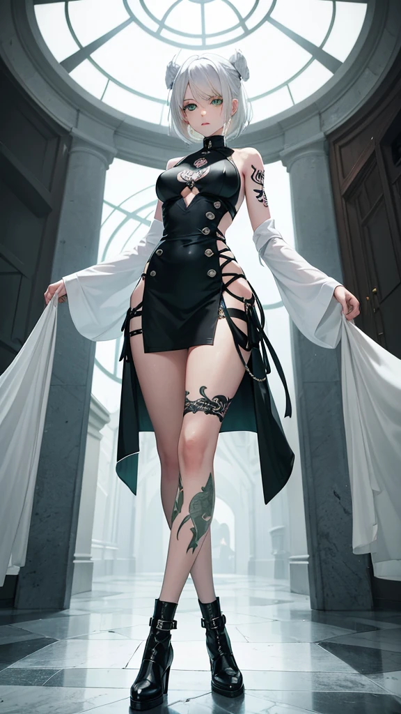 (The FW), 1womanl, Solo, 24 year old, 7headed body, (cute face), (Ideal ratio body proportions), long , Fantasia, summoner, Sexy body, heavy wind, The costume is sheer, Wet, short-hair, Dark hair, small tits, A slender, Small buttocks, beauty legs, Skinny Legs, surrealism, Cinematic lighting, depth of fields, One-person viewpoint, F/1.8, 135 mm, nffsw, masutepiece, ccurate, ((Anatomically correct)), Textured skin, Super Detail, high details, High quality, awardwinning, Best Quality, hight resolution, 8K