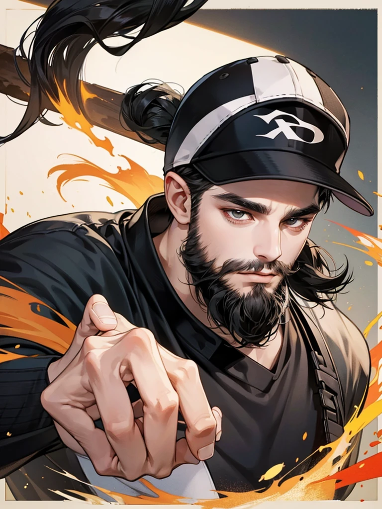 Black Hair、beard、Sports Cap、Tobacco