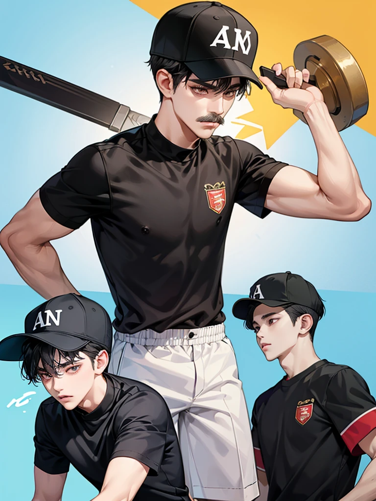 Black Hair, Mustache, Sports Cap, short hair, Kyungsi's clothes