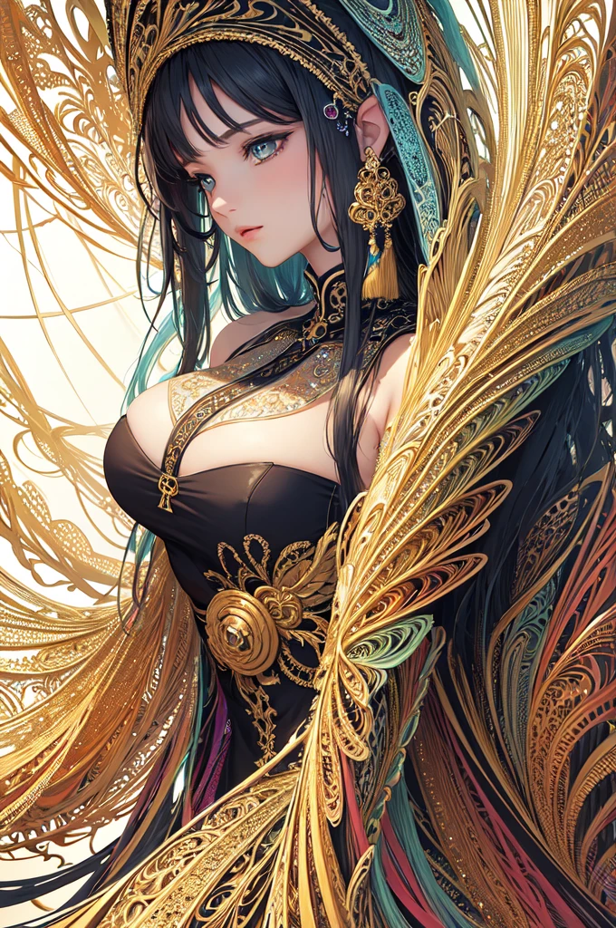 (masterpiece, top quality, best quality, official art, beautiful and aesthetic:1.2), (1girl), extreme detailed,(fractal art:1.3),colorful,highest detailed