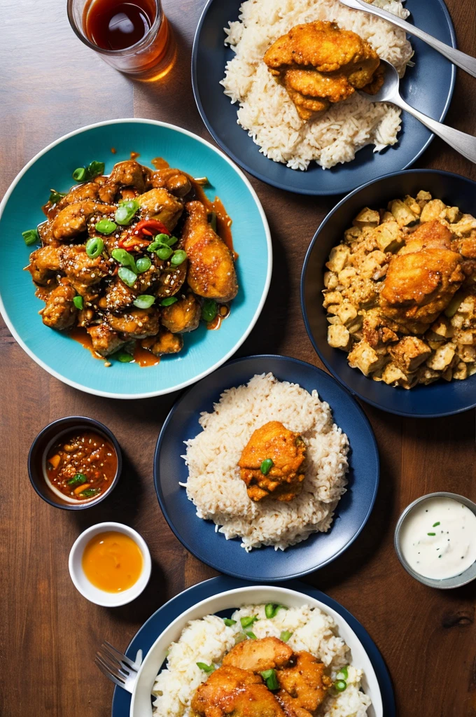Mapo tofu, fried chicken