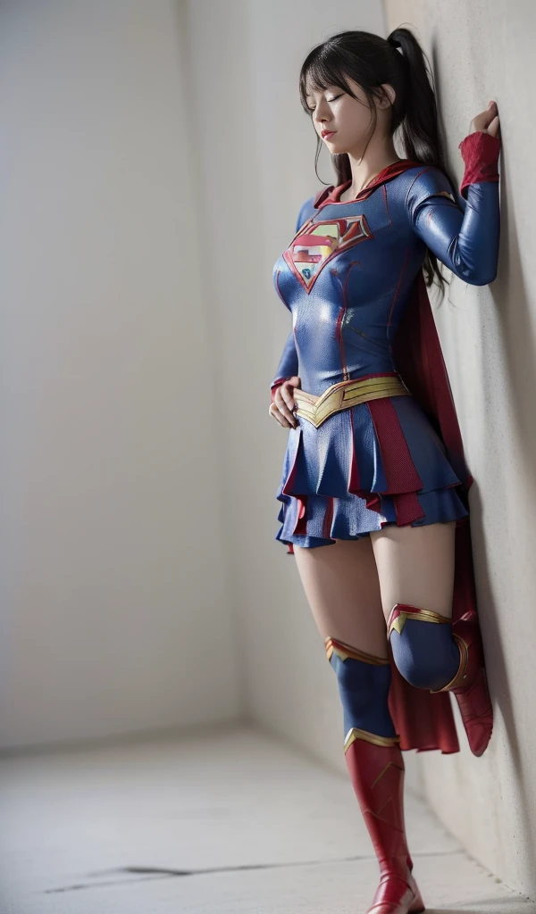 (((Highest quality、8K、masterpiece:1.3))、Eyes closed、Supergirl、胸にSupergirlのロゴ、Sharp focus:1.2、Beautiful woman with perfect figure:1.4、Thin abdominal muscles:1.2、((Layered Cut、Huge boobs:1.2))、Wet body:1.5、非常に詳細な顔と肌の質感Supergirl、Bloodstained、Clothes are shredded、Torn、Highest quality, Familiar, High resolution), 1 Girl, Supergirl、Super Heroine、Bishoujo Warrior、defeat、Lying down'return、falling、knock out、フィットしたSupergirlのコスチューム、Enlarge your breasts、Muscular、alone, From above,sleepy, Sleepワイン, Doll joints、Sleep、it hurts、it hurts look、syncope、cadaver、Beautiful crotch、High detail、8K