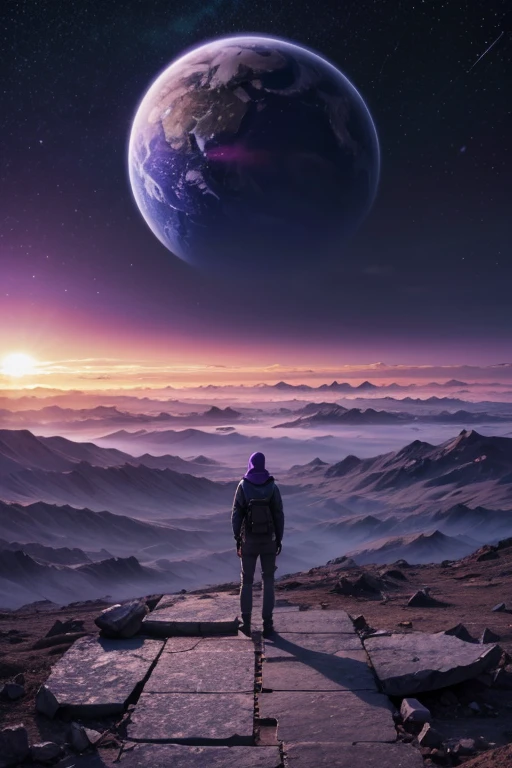Highest quality、Desolate Earth、wreckage、Purple Sky、Surrealism
