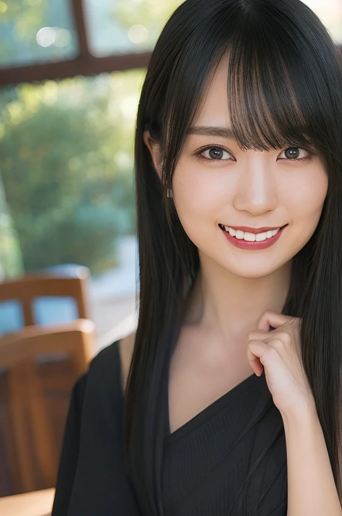a woman,1 girl,black hair, hair bobbles, longeyelashes, solid circle eyes, light smile, mole under eye, piercing, light smile, shy, puckered lips, Surrealism, drop shadow, stereogram, ass pov, atmospheric perspective, depth of field, first-person view, f/1.8, 8K, super detail, ccurate, best quality, highres, best quality,full body,professional lighting,Cleavage