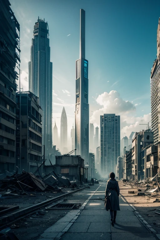 Highest quality、A ruined futuristic city、dim、Surrealism