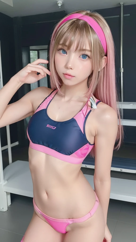 (((1 small cute girl/Super Flat Chest/whole body))),(((At the Beach))),(((innocent))),(((Petite figure))),(((Big Blue Eyes))),(Lightroom:1.13)、Soft Light、(Natural Skin Texture:1.2)、(Hyperrealism:1.2)、Sharp Focus、Highest quality, Photorealistic, In 8K, High resolution, (Skin Dentition), (Portrait:0.6), Pure Eros Face_v1:1,(((A pure -yeld)))ce cute girl、(((hot pink and deep pink combination sports bra swimsuit/Small breasts:1.72))),((Dark blonde long straight hair/Hair band, Parted bangs:1.7)), (((See through clothes))),(((Undersized clothing))),(((Revealing clothes))), (((Childlike((Loli))),(((squat/Spreading legs))),(((lines in the pussy))),(((camel toe))),(((Knee Up))),(((Super Flat Chest))),(((NSFW)))
