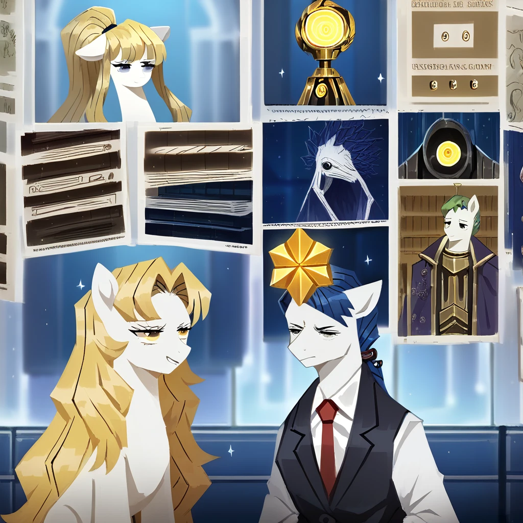 (The best art,Golden ratio art,masterpiece:1.3),Golden ratio, Powder blue theme, white theme, White skin,1 girl,(long hair, pony haircut left:1.3), Ultra high resolution, masterpiece, Best quality,close eyes,vague smile,books,infinite time,(white business suit, black vest,Red tie,white long lab coat),Watches of the highest detail,hopeless,Unhappy,