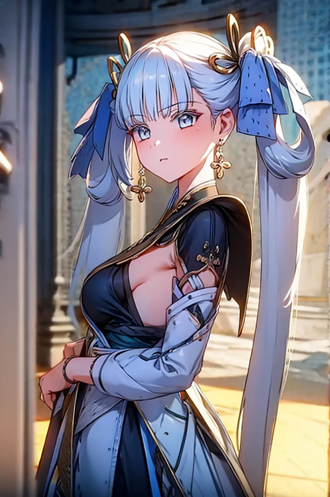 1girl, twintail, white hair, 