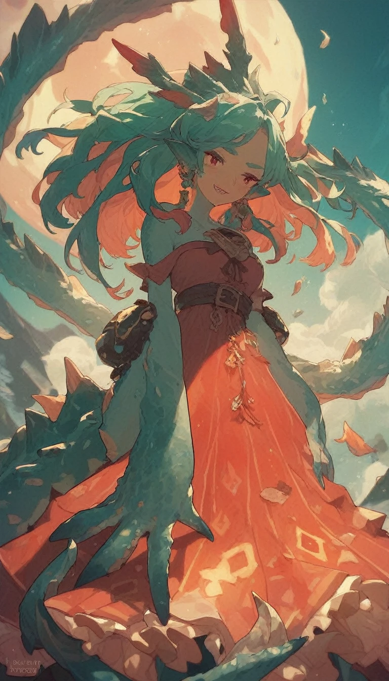 Best quality, Super detailed illustration, Warm colors, perfect lighting, perfect detail ,Cute sea monster girl
