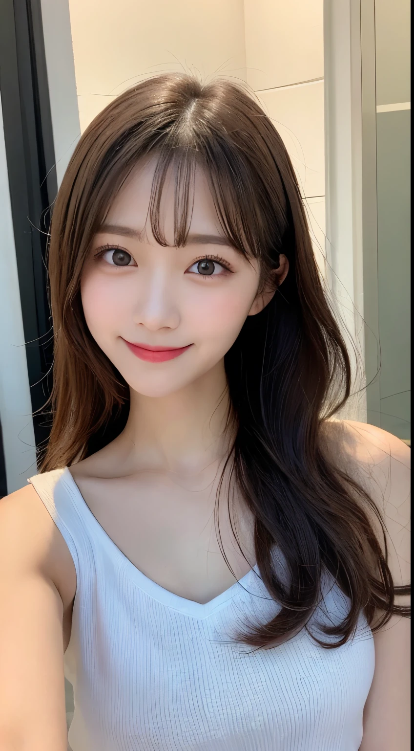 Tabletop, Highest quality, shape, Very detailed, finely, High resolution, 8k wallpaper, 完璧なダイナミックな構shape, Beautiful and exquisite,ランダムなcute髪,,Natural color lip, smile、20-year-old girl、cute、Always blur the background,Perfect and beautiful face,Slim face and figure,Big eyes、Putting on gal makeup,Small face,Blurred Background,Elegant feminine face、smile、Actual Photos、Change pose randomly、Randomly change the shooting angle and position、Summer fashion for women