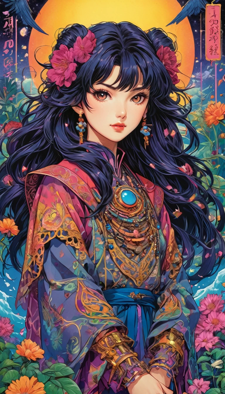 renaissance style anime artwork Suehiro Maruo, (80s style:0.65) (hand drawn, anime:1.2) (girl:0.8) , analogue vhs distortion, intricately detailed linework, vibrant colors, Hispanicore, Hisui Sugiura, Goth Art, Concept art, A Japanese artist showcasing his unique style in a hand-drawn illustration. The artwork features a girl with striking details and vibrant colors, reminiscent of an analogue VHS tape with distortion effects. The artist's signature intricate linework is evident throughout the piece, highlighting its complexity and attention to detail. This captivating artwork belongs to the Goth Art genre and bears the mark of Hisui Sugiura, one of the most celebrated artists in the Hispanicore movement. With assistance from Concept Art Assistant Suehiro Maruo, this masterpiece stands out for its original . anime style, key visual, vibrant, studio anime, highly detailed . realistic, perspective, light and shadow, religious or mythological themes, highly detailed