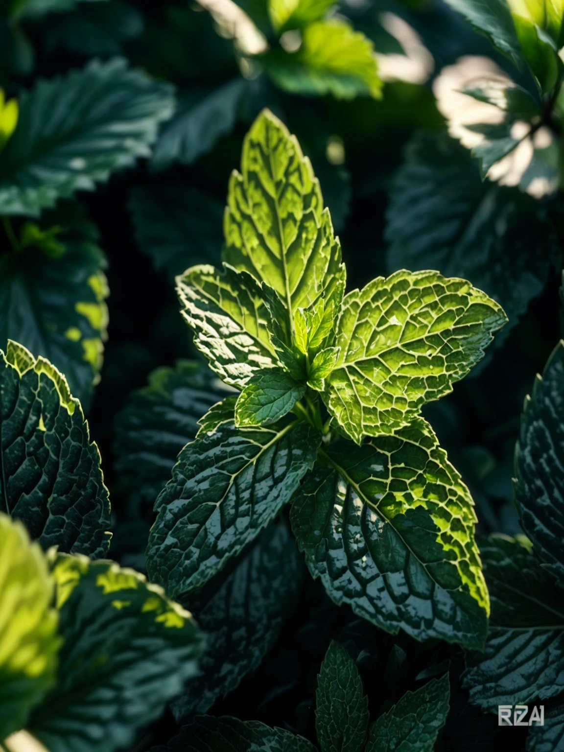 Close-up of a green leaf plant,A few leaves, Mint leaves, Shot with Nikon Z9, Shot with Canon EOS R 6, Shot with Canon EOS R 5, Shot with Canon EOS R5, shot with Sony A 7 III, Shot with Sony Alpha 1 camera, Shot with Sony Alpha 9, Shot with Canon EOA 6 D Mark II