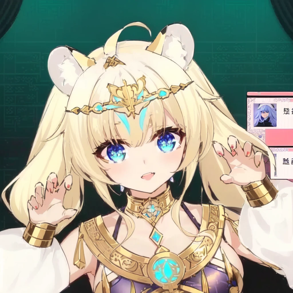 Blonde blue-eyed Egyptian anime girl in a dress, anime Waifu, From the Azur Lane video game, Waifu, Shadowverse Style,  Anime Goddess, Ayaka Game Genshin Impact, Ahegaio, Holographic Live Broadcast, Genshin Impact Characters, Portrait of the Knights of the Zodiac, Ahegaio face, Keqing from genshin impact