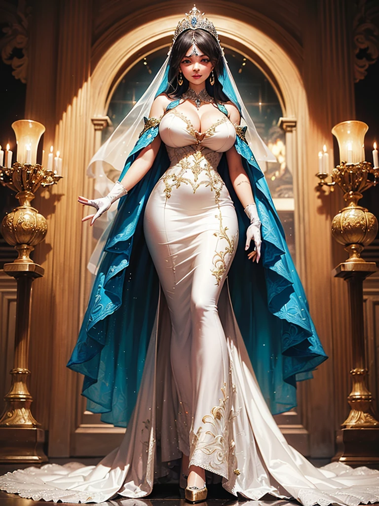 ((anime artstyle)),(Masterpiece),(Best Quality), (Super Detail),((Very Delicate and Beautiful)),cinematic lighting,1 girl,((full body portrait)),((standing in garden)),((solo)),(((1 fairytale princess in gorgeous embroidery and jeweled extremely gorgeous rococo princess ballgown with voluminous full length hoop skirt))),an hourglass waist,padded and corseted bodice,(((huge crinoline hoopskirt))),long train,((gorgeous embroidery and jeweled)),voluminous frills,See-through,(((extremely gigantic ,skindentation))),cleavage,((absurdly Long Straight Hair,extremely voluminous Straight long Hair,absurdly Long Straight Hair)),(finely detailed face and eyes),clear pupil,extremely gorgeousfull hair ornament,(bling-bling jeweled extremely gorgeousfull tiara),((bling-bling gorgeous gemstone jewelry)),gorgeous long veil,((ultra long gloves)),(beautiful background),(full body),((gorgeous embroidery and jeweled extremely gorgeous rococo princess ballgown with voluminous full length hoop skirt))