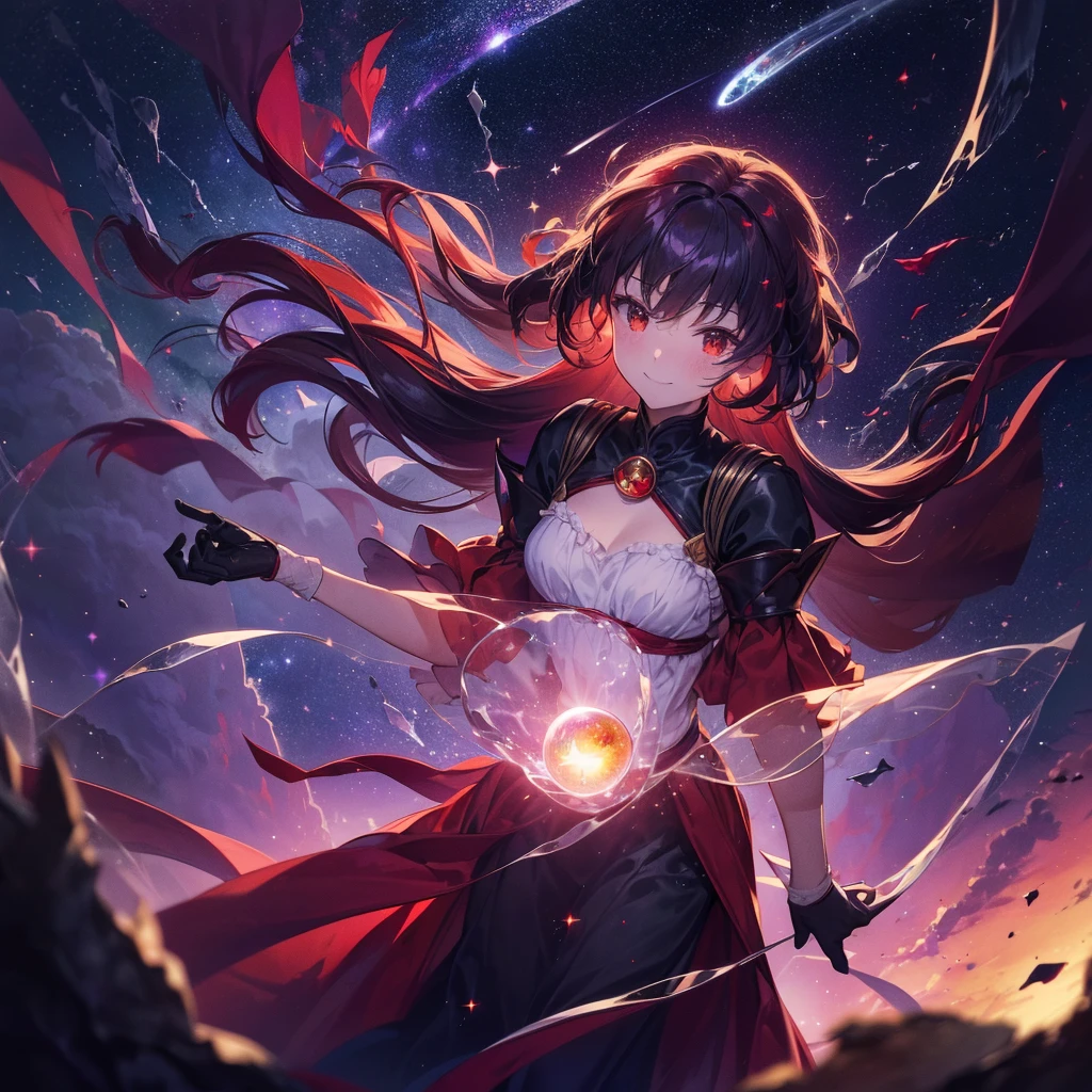 (((Fantasy Flanders Scarlet))) ((Moonlit Night star smile drop down Catch the wind End of the Galaxy Broken glass There is a black hole)) (Shining Background Shining Edges)
