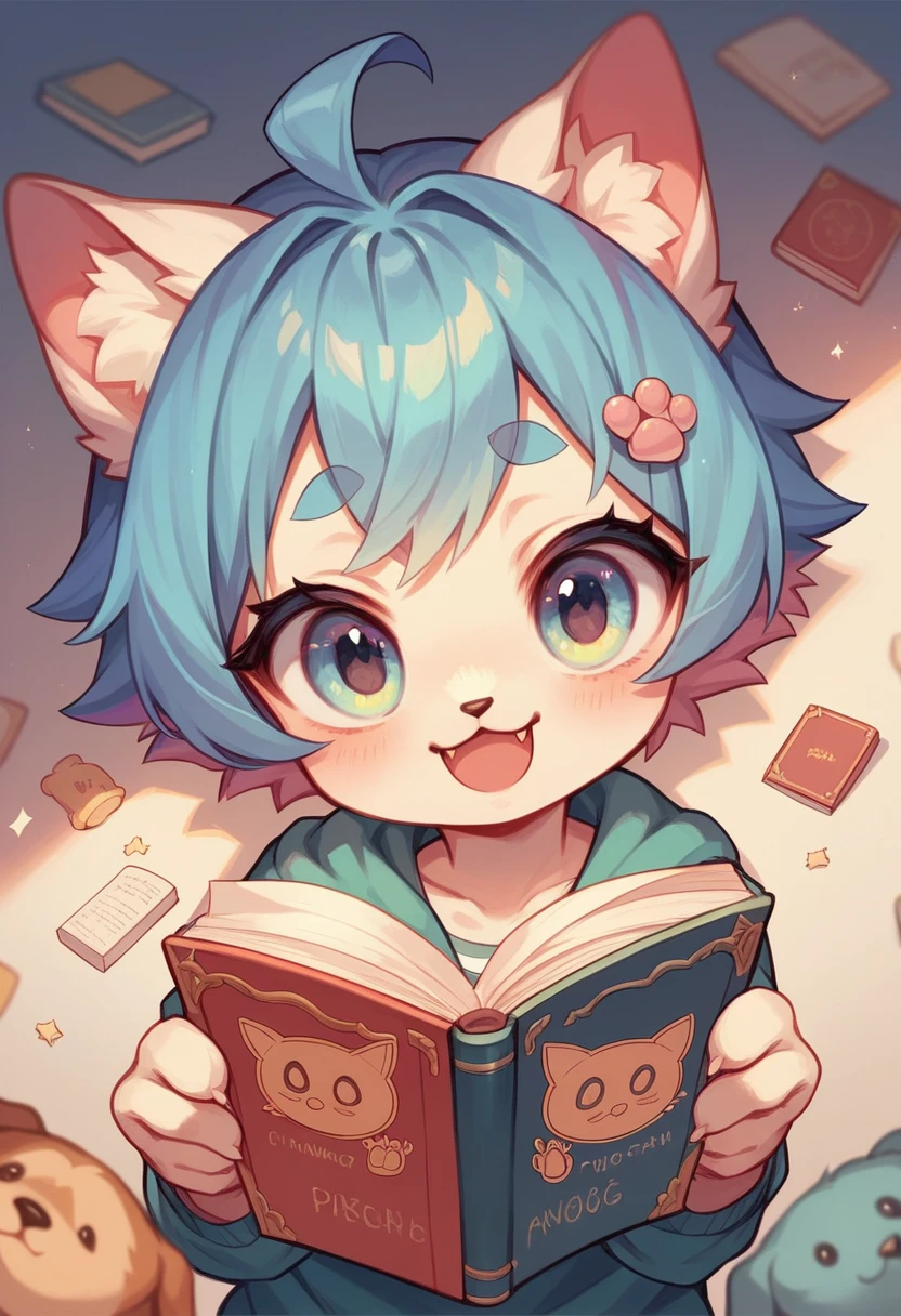 best quality, super fine, 16k, incredibly absurdres, extremely detailed, 2.5D, delicate and dynamic depiction, dog, cat and girl playing together, cute picture book-like illustration style, pastel and vivid color effect