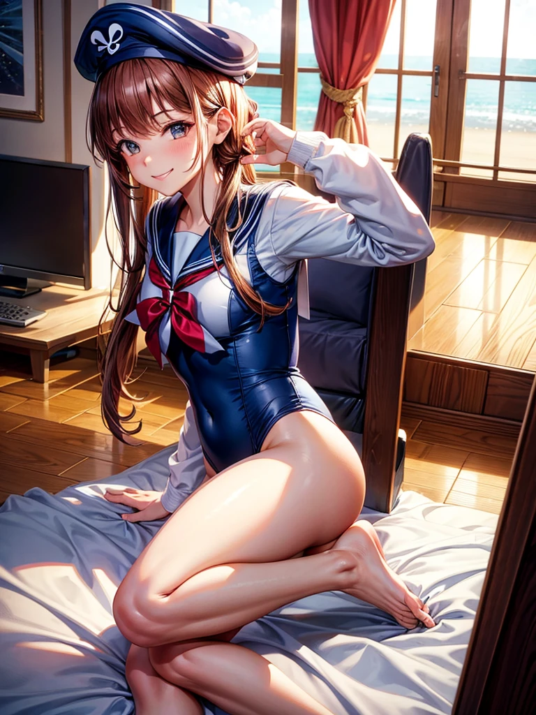 Highest quality,Highest Resolution,Sailor Leotard,High leg,smile,Bedroom,