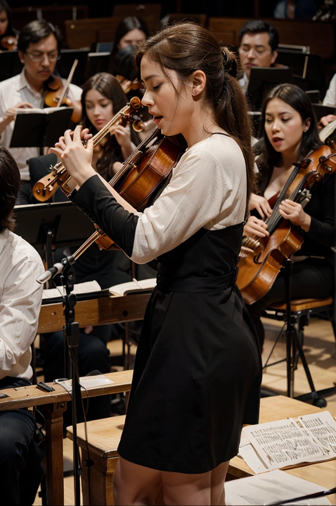 An orchestra plays jazz music and sings a melodious song