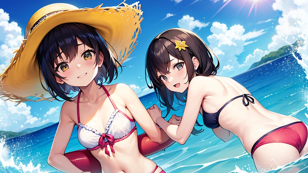 fine、tomboy、bikini、Swimwear、2 girls